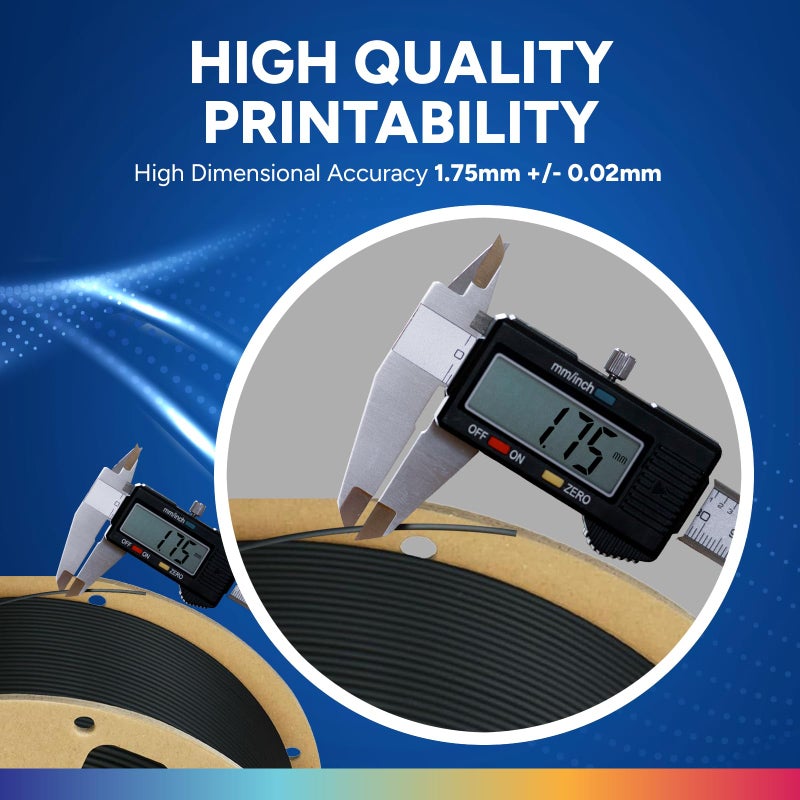 OVERTURE PLA Plus (PLA+) Filament 1.75mm, Stronger & More Durable, Professional Toughness 3D Printer Filament 1kg (2.2lbs), High Precision +/- 0.02mm, Tangle-Free (Black,2-Pack) - Image 4